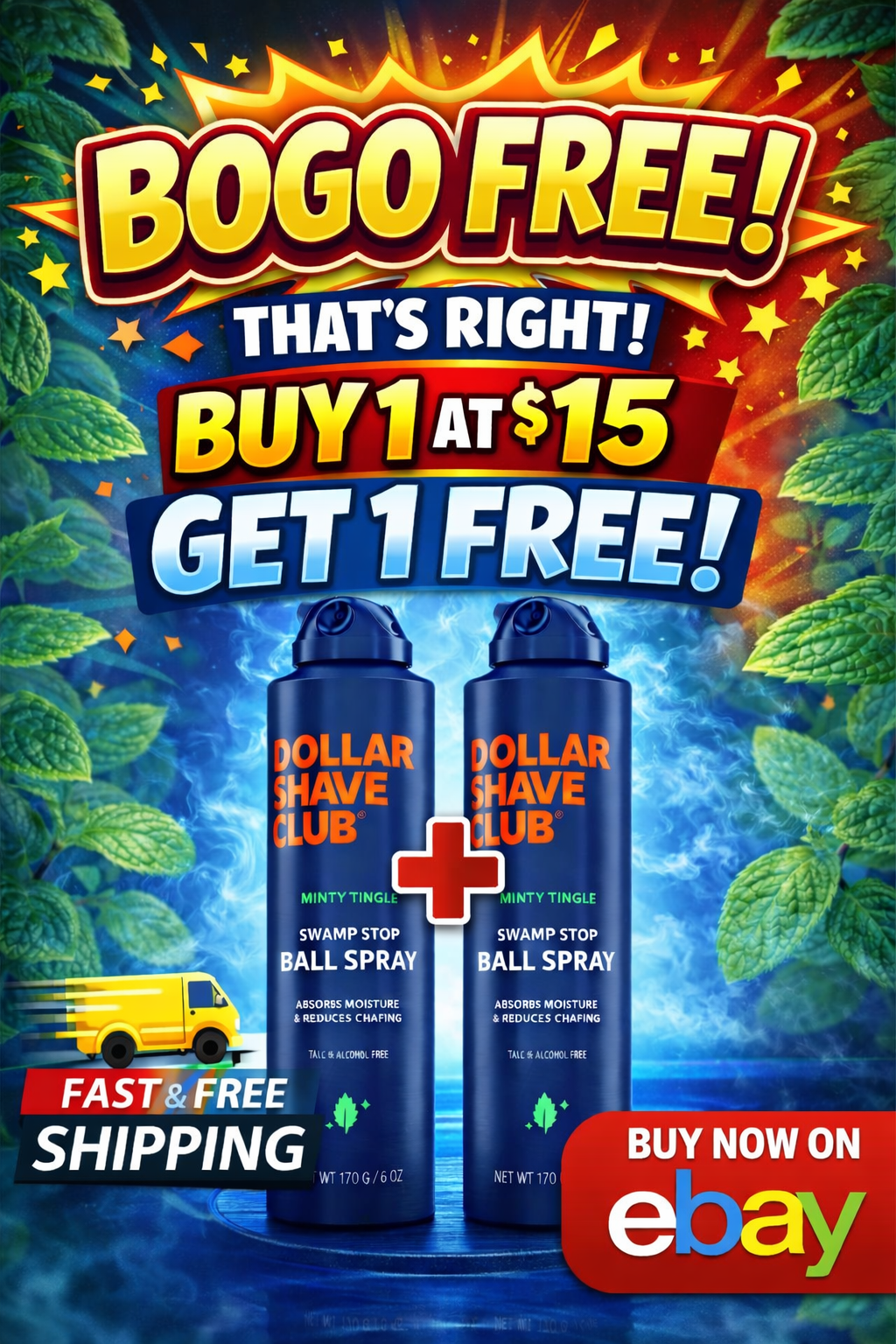 🔥 BUY 1 GET 1 FREE! Dollar Shave Club Ball Spray 🔥