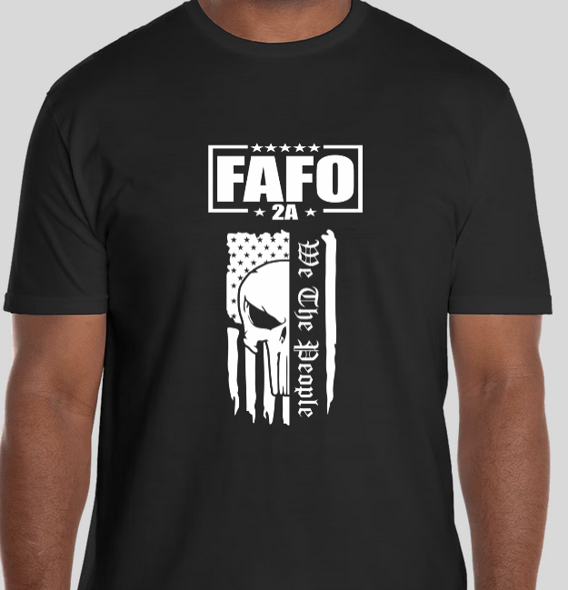 🔥 Black “FAFO” T-Shirt with 2A Skull Graphic – Bold Statement Tee, Comfortable Fit, New